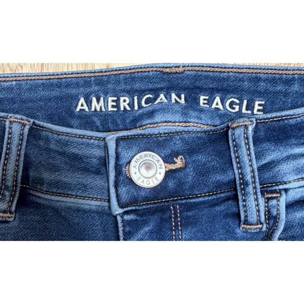 American Eagle Next Level Stretch Hi-Rise Blue Distressed Women's Size 10 - Picture 8 of 16